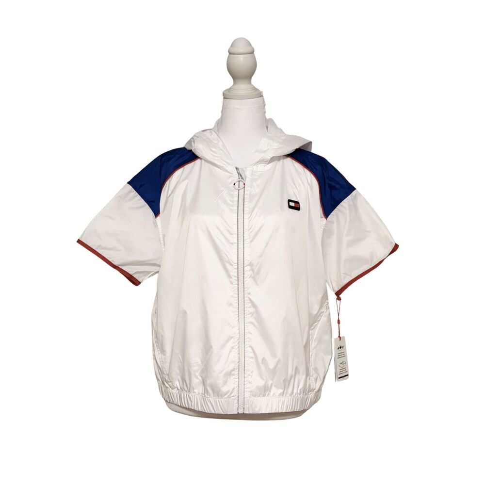 NWT Tommy Hilfiger Short Sleeve White Windbreaker | Womens Medium